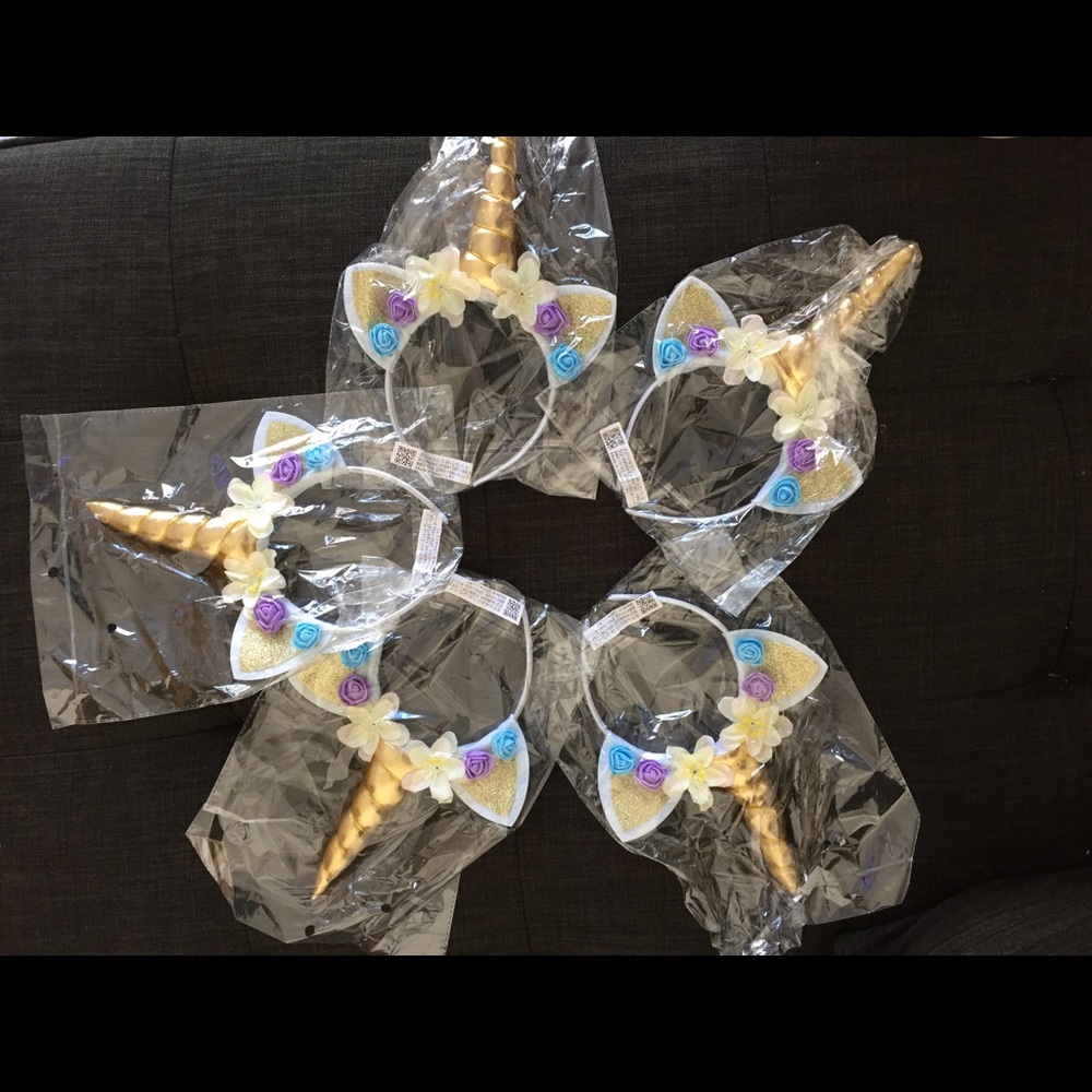 5 pc Unicorn Horn  Headband Birthday Party